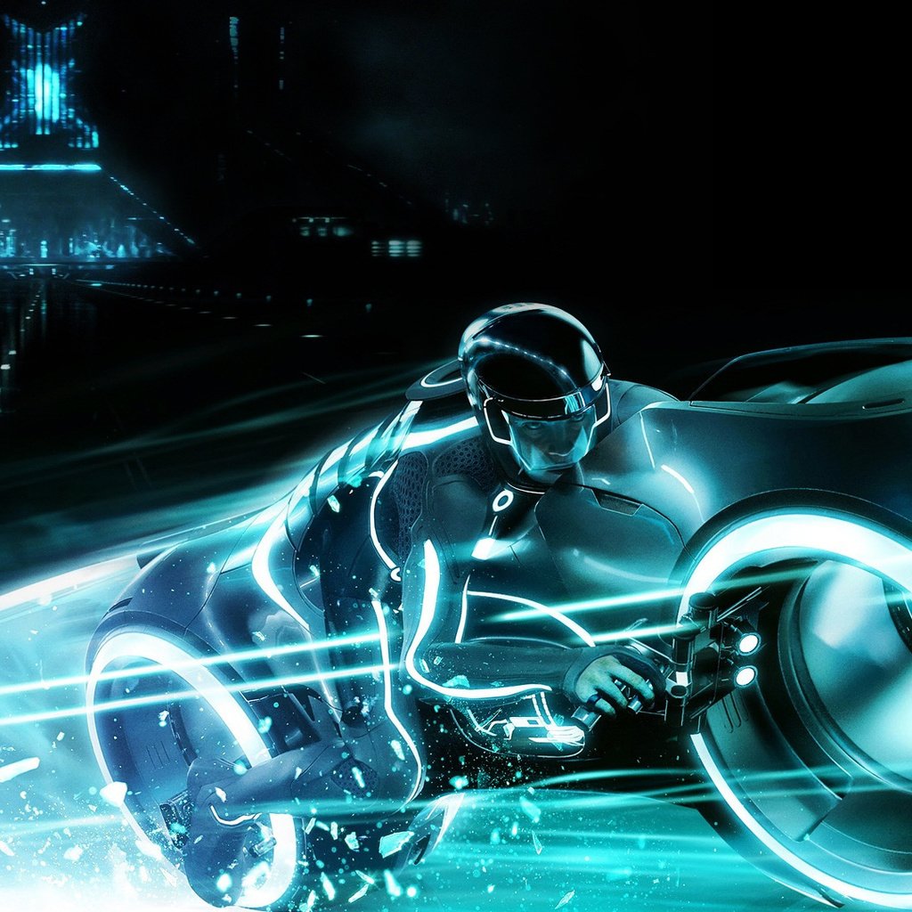 Обои неон, чувак, tron 2, световой мотоцикл, neon, dude, a light motorcycle разрешение 1920x1080 Загрузить