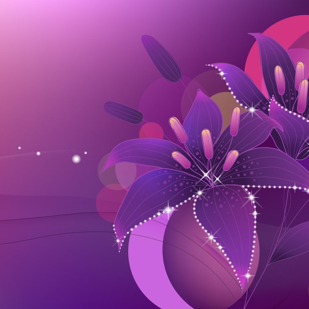 Обои цветы, вектор, сияние, лилия, круги, flowers, vector, lights, lily, circles разрешение 1920x1200 Загрузить