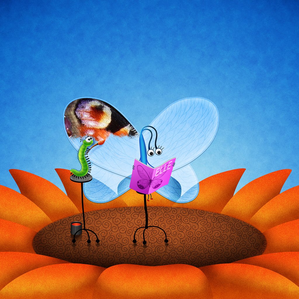 Обои цветок, бабочка, крылья, гусеница, владстудио, flower, butterfly, wings, caterpillar, vladstudio разрешение 2560x1600 Загрузить