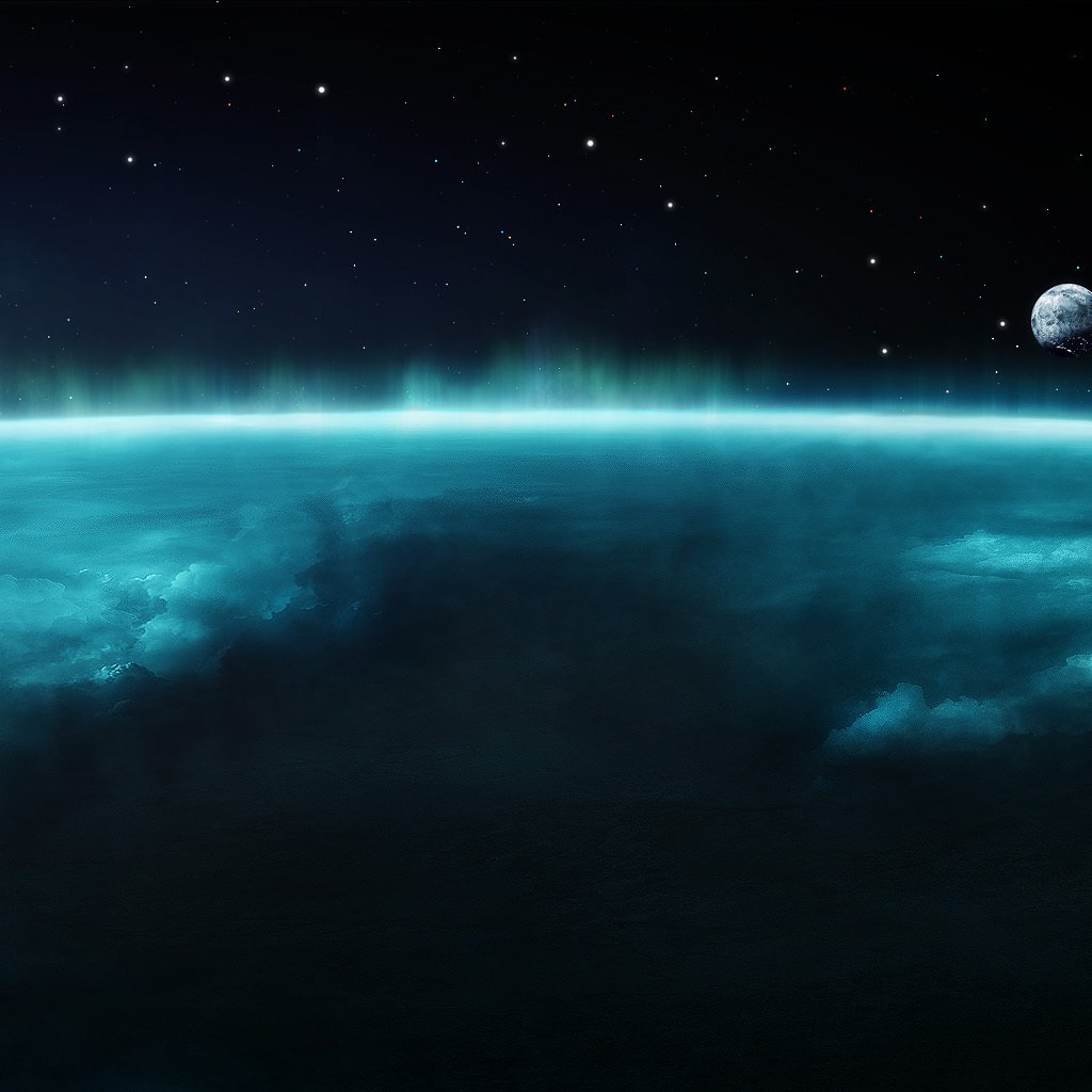 Обои облака, земля, космос, луна, спутник, поверхность, koinot, свеченье, clouds, earth, space, the moon, satellite, surface разрешение 2560x1024 Загрузить