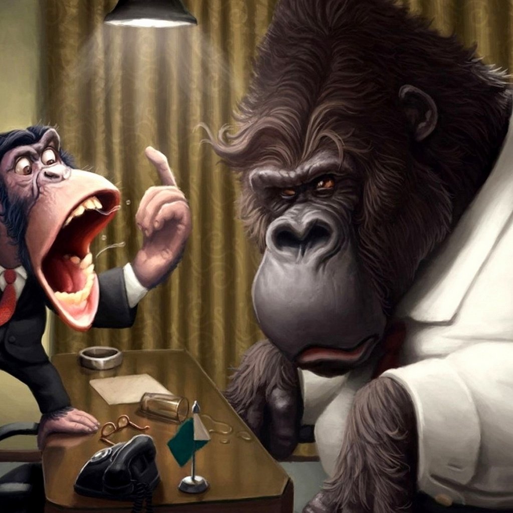 Обои офис, обезьяна, горилла, office, monkey, gorilla разрешение 1920x1200 Загрузить