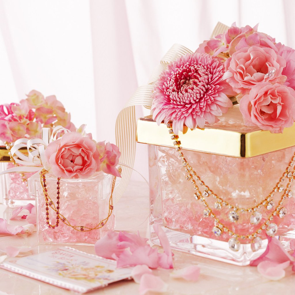 Обои цветы, украшения, розовый, ленты, flowers, decoration, pink, tape разрешение 1920x1200 Загрузить