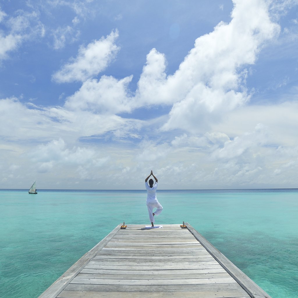 Обои тропики, мальдивы, йога, tropics, the maldives, yoga разрешение 4016x2672 Загрузить