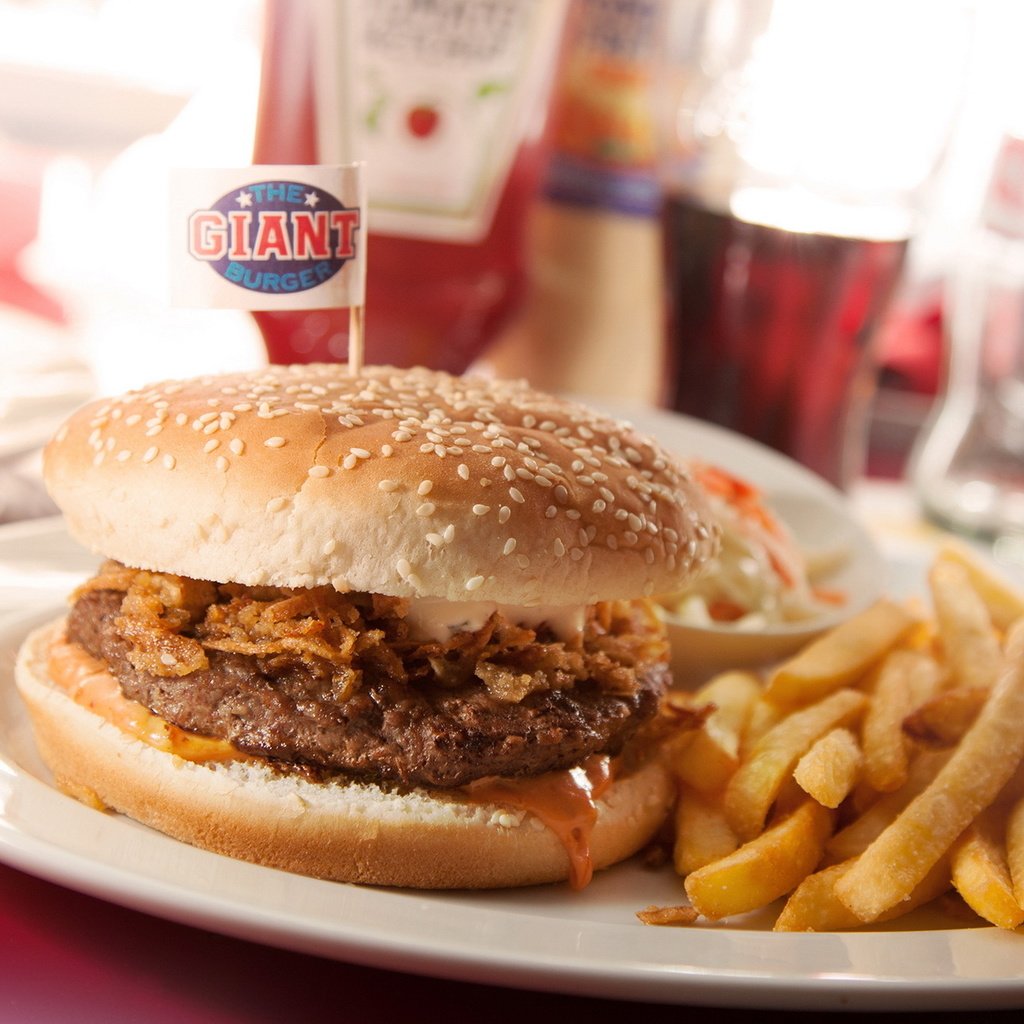 Обои гамбургер, фастфуд, картофель фри, фаст-фуд, hamburger, fast food, french fries разрешение 1920x1280 Загрузить