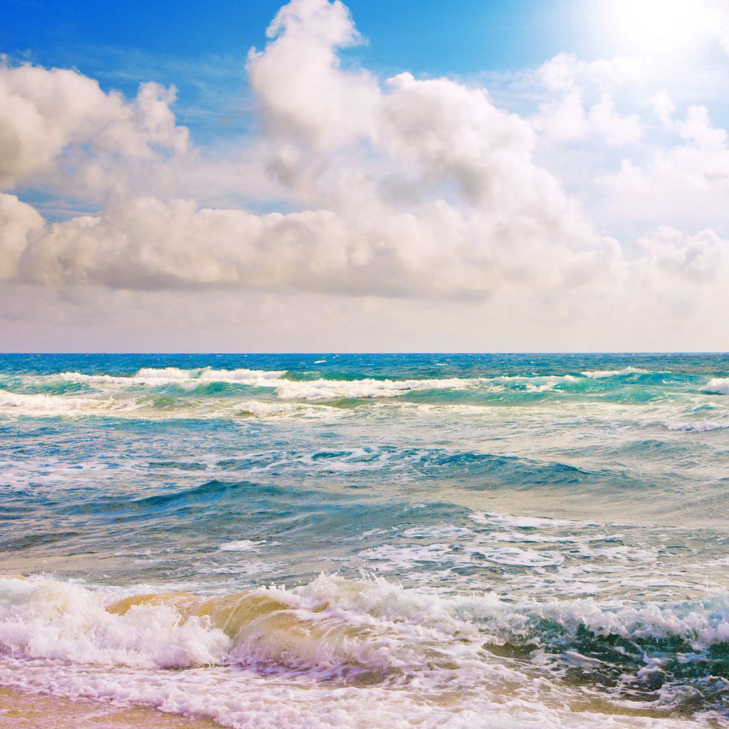 Обои небо, облака, волны, море, пляж, горизонт, the sky, clouds, wave, sea, beach, horizon разрешение 6000x4285 Загрузить