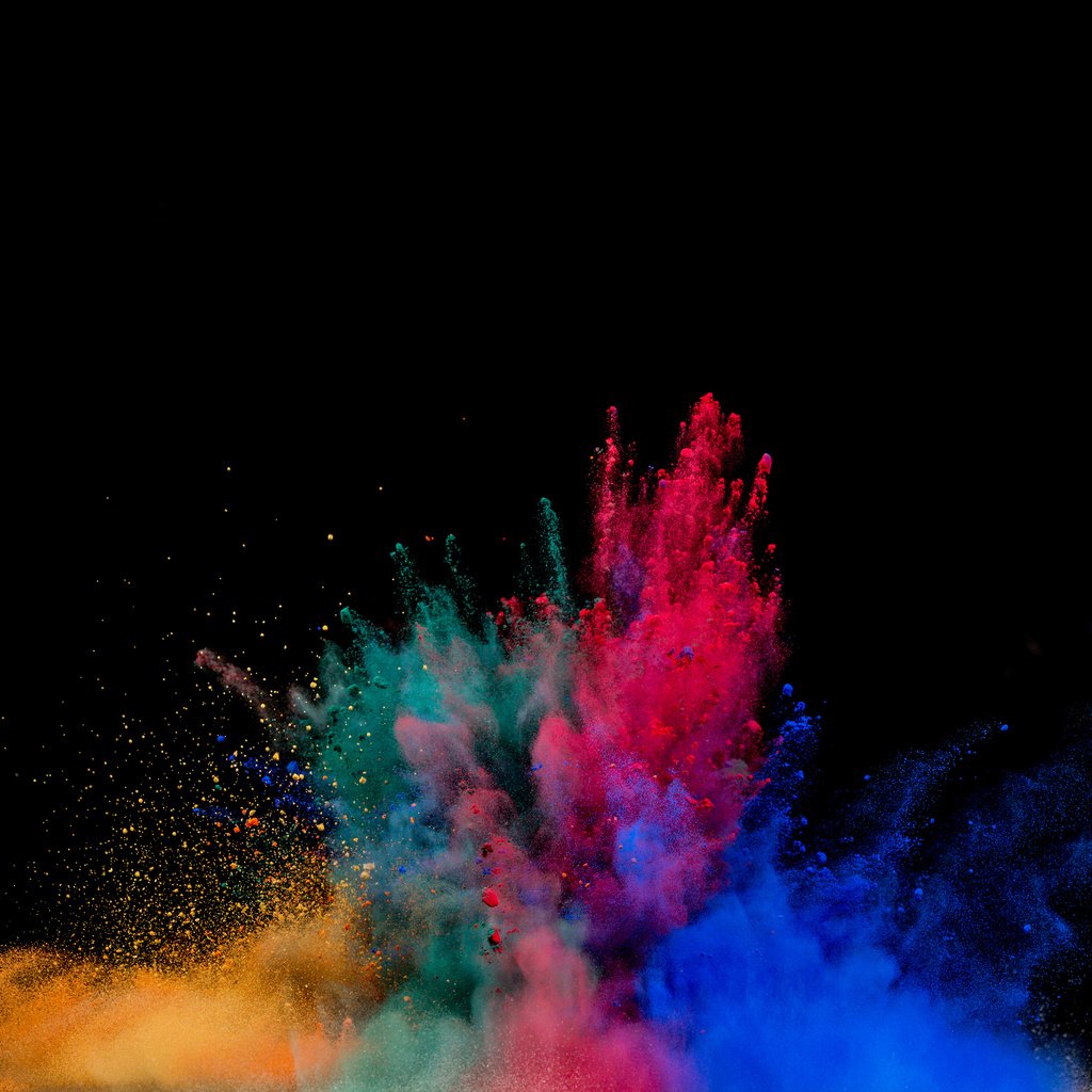 Обои разноцветный, черный фон, взрыв, цветной, порошок, colorful, black background, the explosion, color, powder разрешение 5120x2280 Загрузить