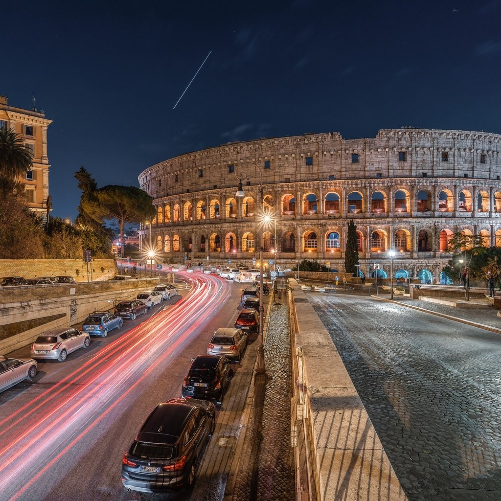 Обои дорога, ночь, италия, машины, рим, ватикан, road, night, italy, machine, rome, the vatican разрешение 2048x1365 Загрузить