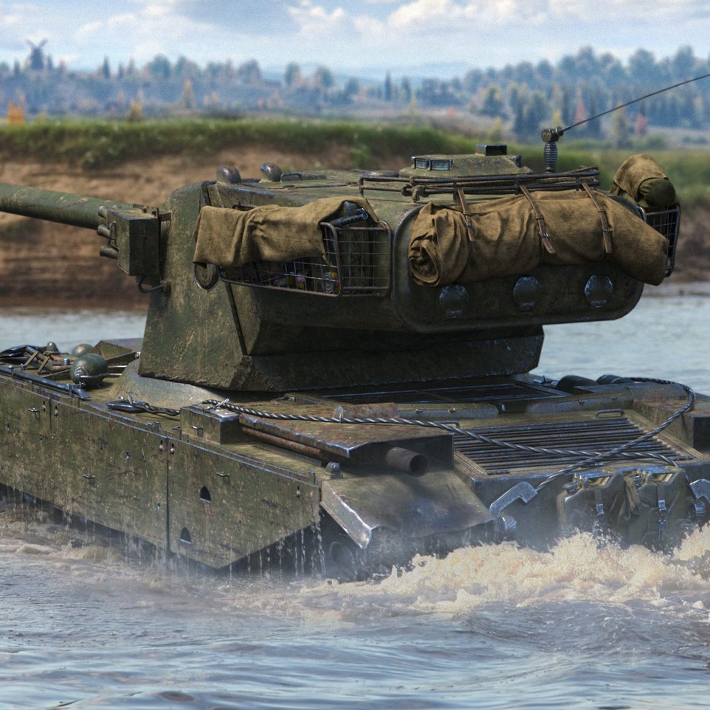 Обои вода, танк, переправа, мир танков, wot, wargaming, emil 1951, water, tank, crossing, world of tanks разрешение 2112x1188 Загрузить