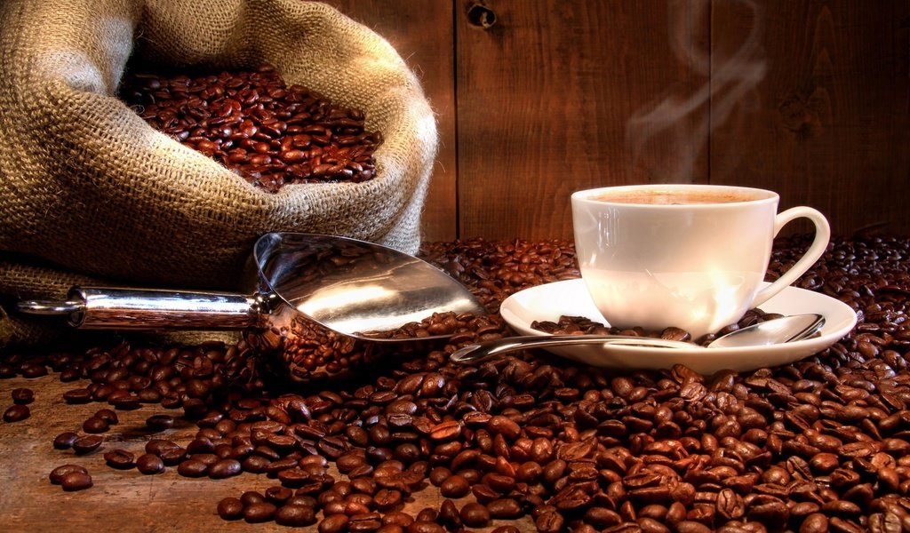 Обои кофе, мешок, чашка, кофейные зерна, совок, coffee, bag, cup, coffee beans, scoop разрешение 1920x1200 Загрузить
