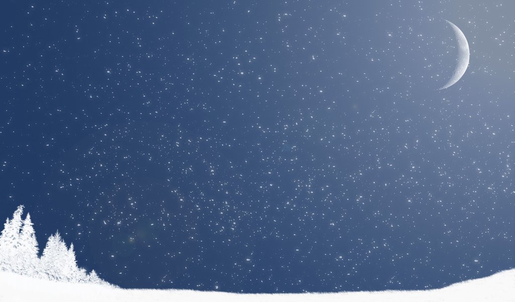 Обои снег, зима, луна, минимализм, snow, winter, the moon, minimalism разрешение 1920x1200 Загрузить