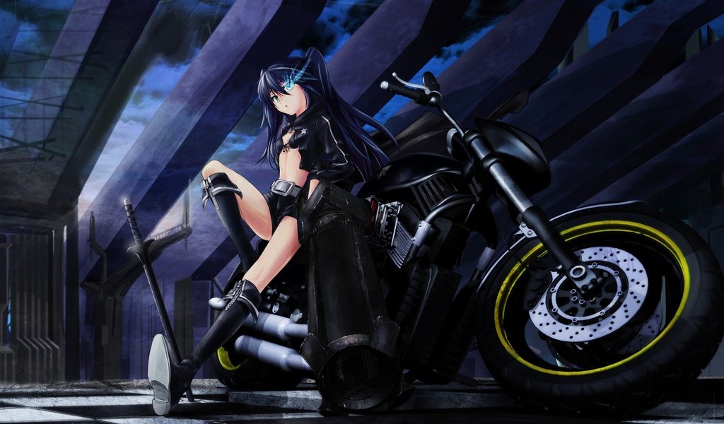 Обои девушка, аниме, black rock shooter, kartinka, yepizod, girl, anime разрешение 1920x1200 Загрузить