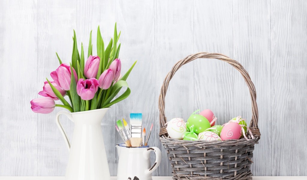 Обои цветы, зеленые пасхальные, довольная, тюльпаны, яйца крашеные, пасха, розовые тюльпаны, тульпаны,  цветы, глазунья, декорация, весенние, пинк, flowers, happy, tulips, the painted eggs, easter, pink tulips, eggs, decoration, spring, pink разрешение 5240x3696 Загрузить