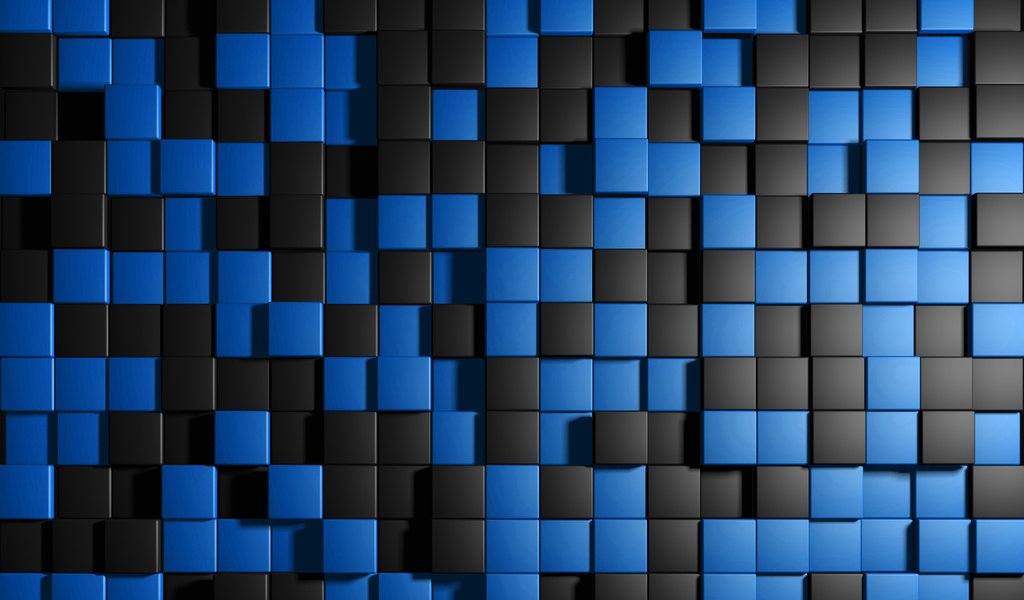 Обои квадраты, кубы, синие, чёрные, squares, cuba, blue, black разрешение 3840x2400 Загрузить