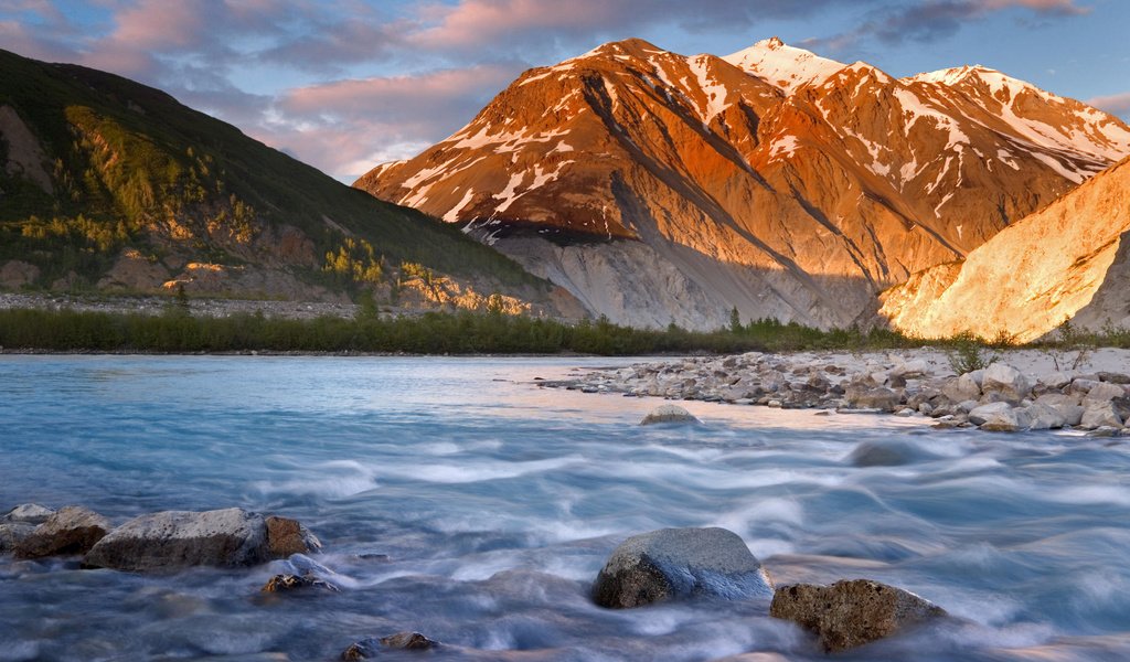 Обои река, горы, камни, river, mountains, stones разрешение 1920x1080 Загрузить