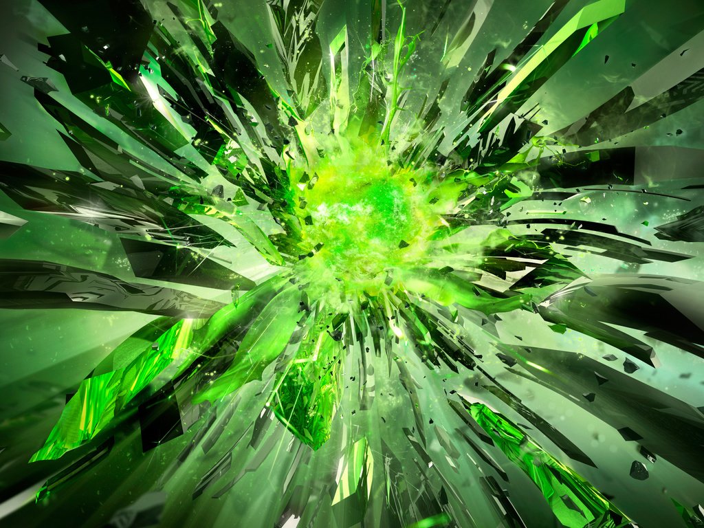 Обои мощь, кристалы, нвидия, разбитые, зеленый цвет, power, crystals, nvidia, broken, green разрешение 4800x2560 Загрузить