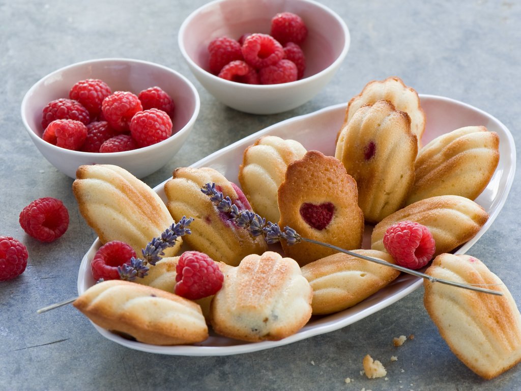 Обои лаванда, малина, ягоды, печенье, anna verdina, мадлены, анна вердина, lavender, raspberry, berries, cookies, his wife's, anna verdin разрешение 2000x1331 Загрузить