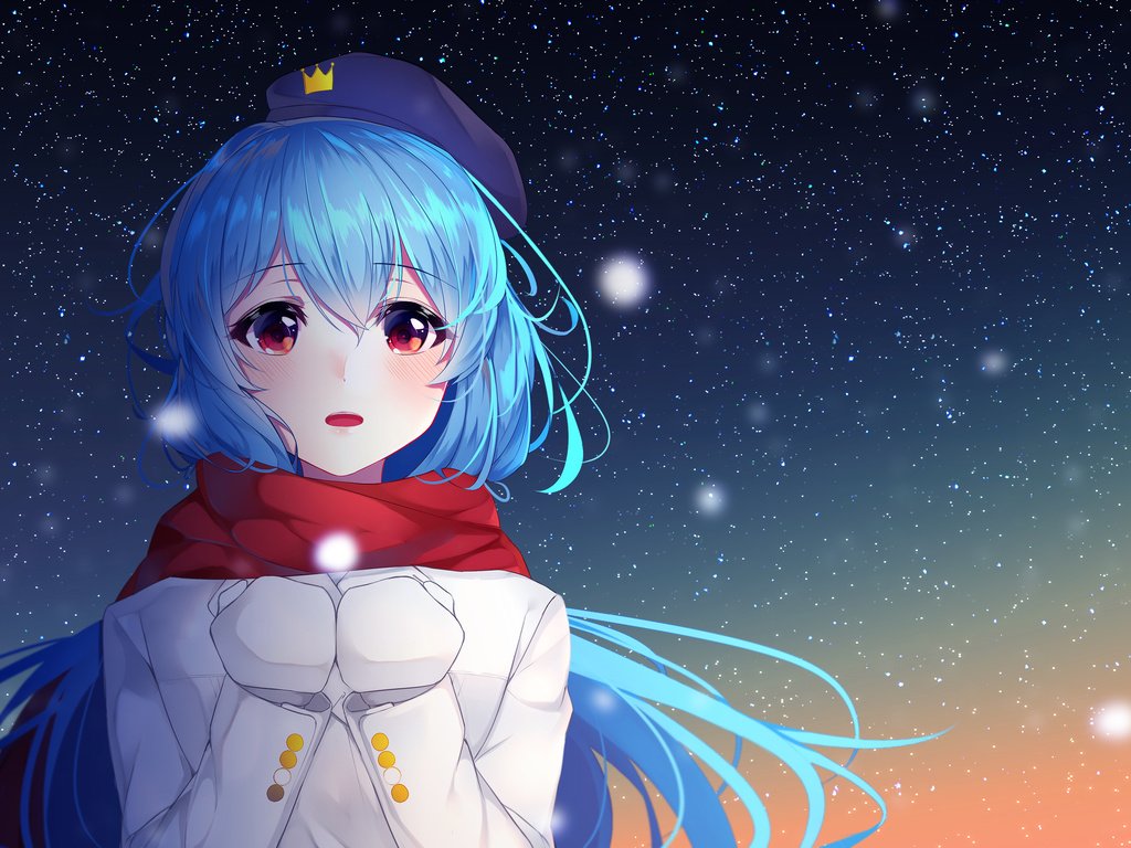 Обои девушка, взгляд, аниме, волосы, лицо, снегопад, girl, look, anime, hair, face, snowfall разрешение 3500x1968 Загрузить