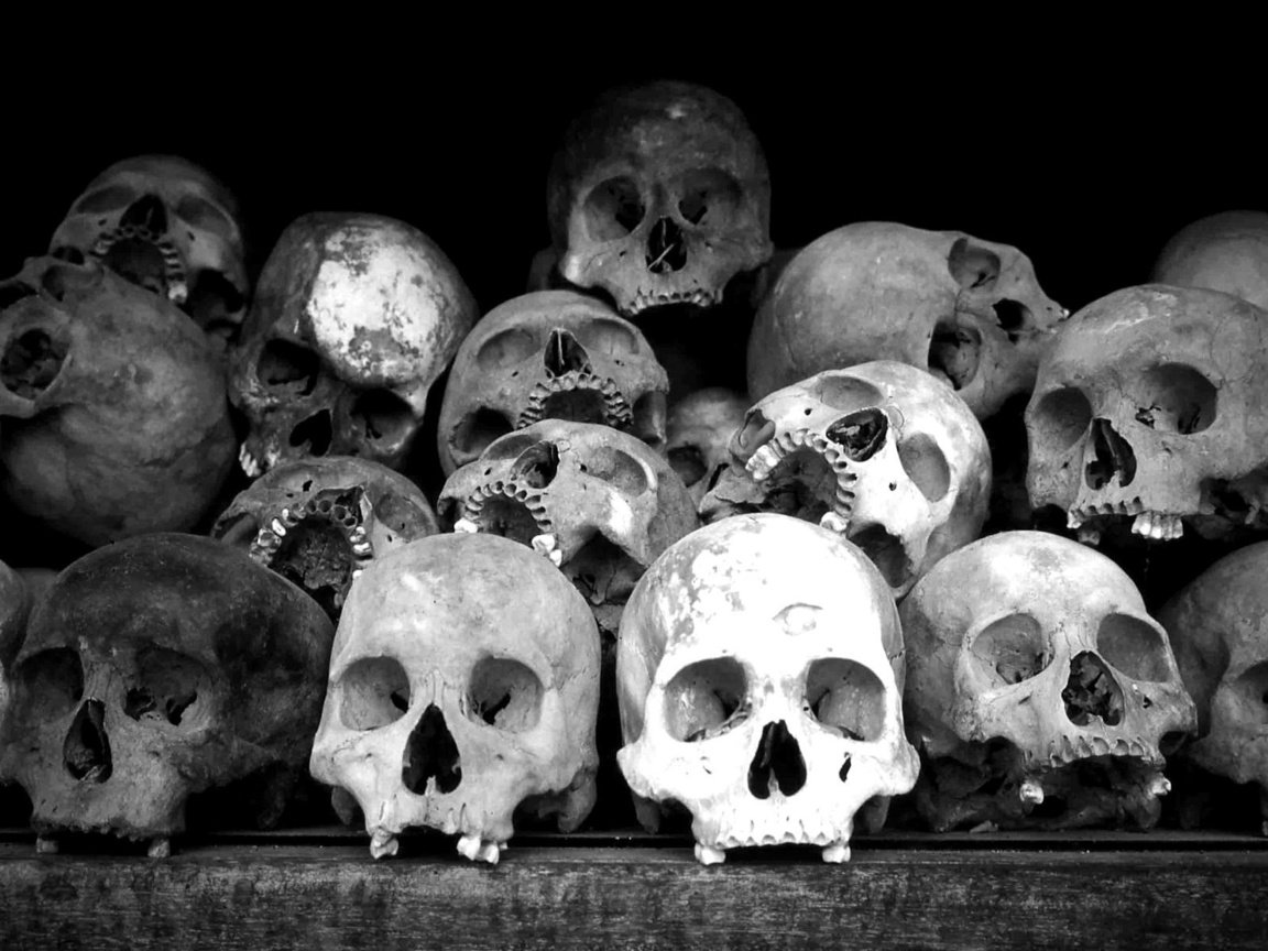 Обои черно-белая, склад, кости, черепа, black and white, warehouse, bones, skull разрешение 1920x1200 Загрузить