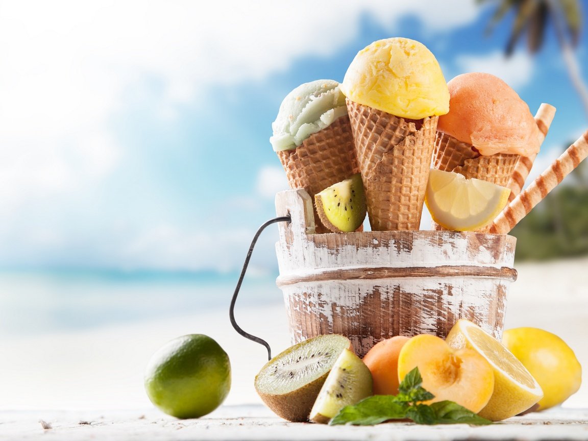 Обои сладенько, пляж, мороженое, фрукты, рожок, сладкое, мороженное, десерт, тропическая, fruits, beach, ice cream, fruit, horn, sweet, dessert, tropical разрешение 2880x1811 Загрузить