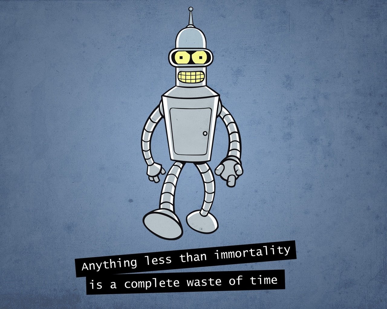 Обои робот, футурама, бендер, anything less than immortality is a complete, robot, futurama, bender разрешение 2560x1600 Загрузить