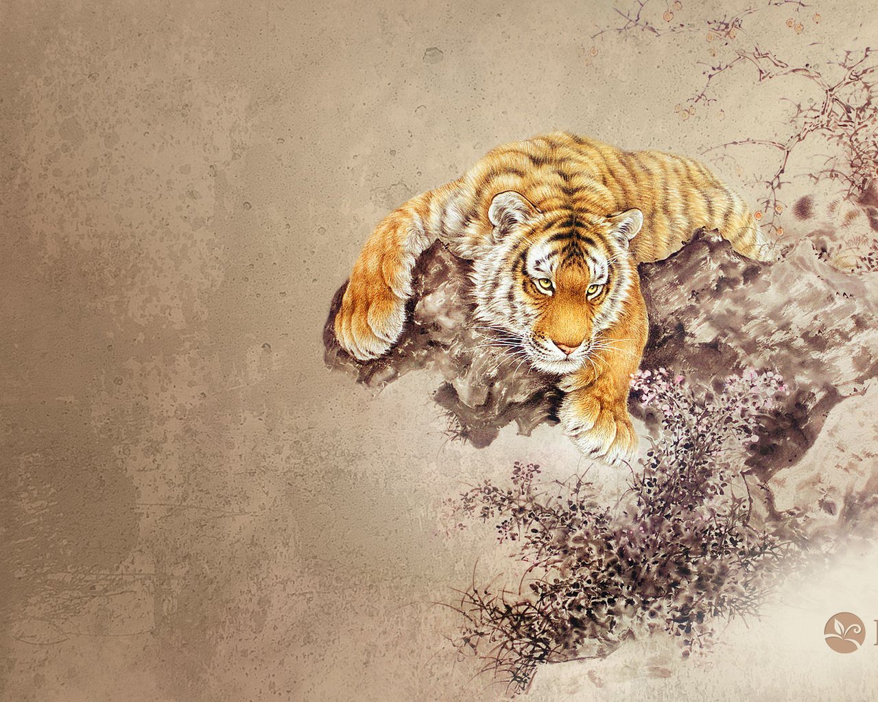 Обои тигр, рисунок, животные, tiger, figure, animals разрешение 1920x1200 Загрузить