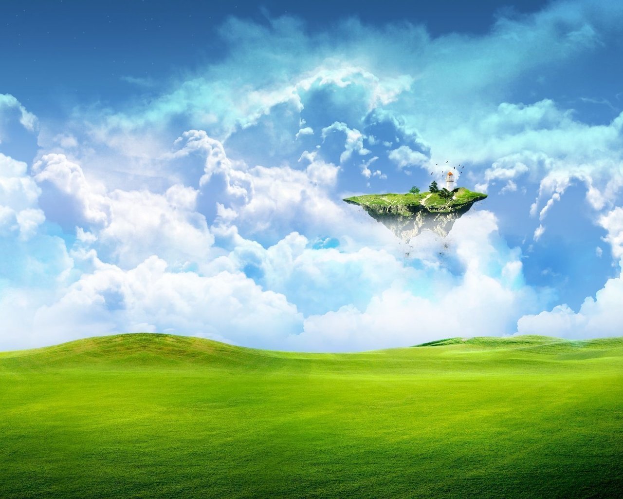 Обои небо, трава, облака, земля, зелень, обои, поле, фантастика, the sky, grass, clouds, earth, greens, wallpaper, field, fiction разрешение 1920x1200 Загрузить