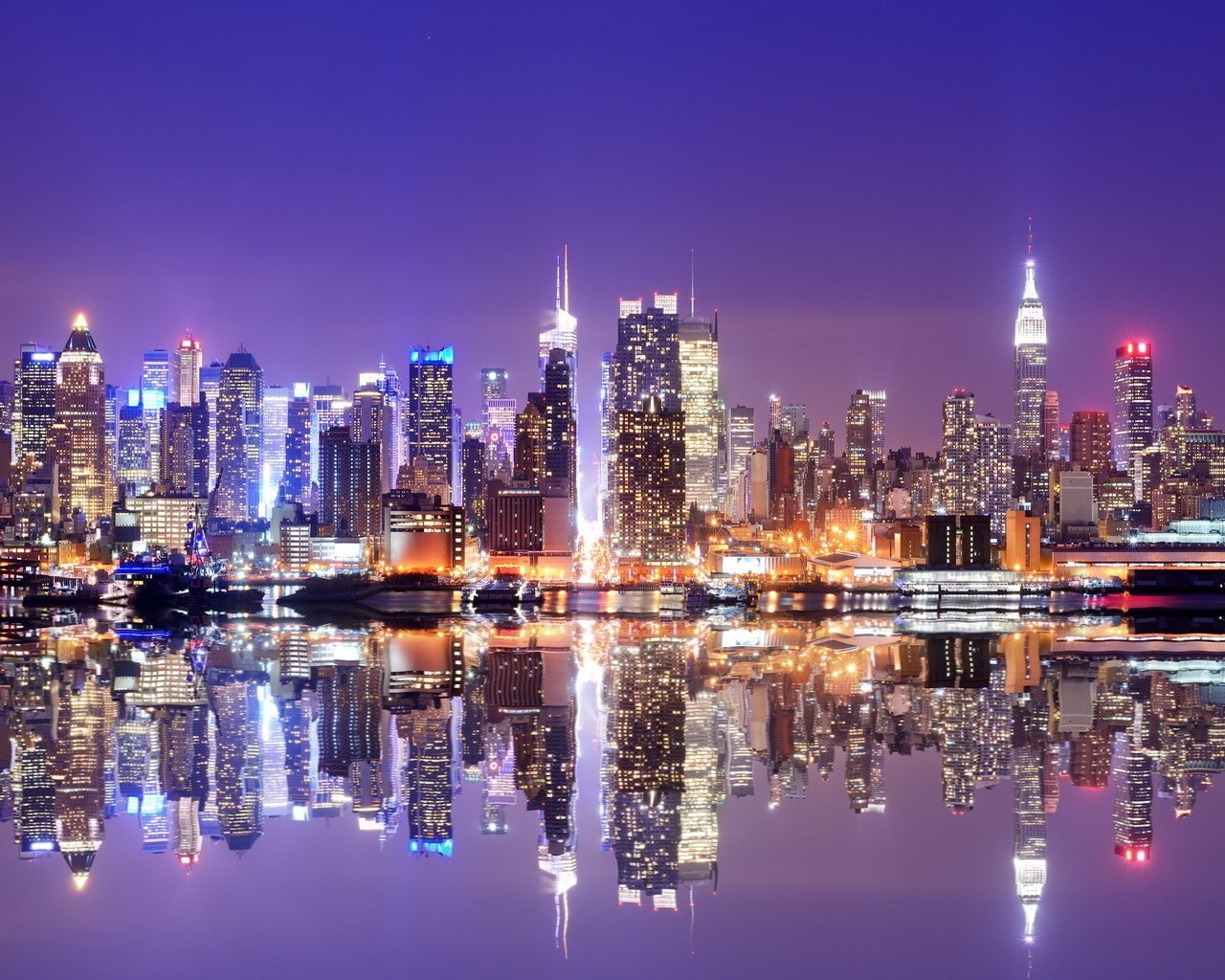 Обои ночь, огни, панорама, небоскребы, сша, нью-йорк, манхэттен, оражение, night, lights, panorama, skyscrapers, usa, new york, manhattan, oragene разрешение 1920x1200 Загрузить