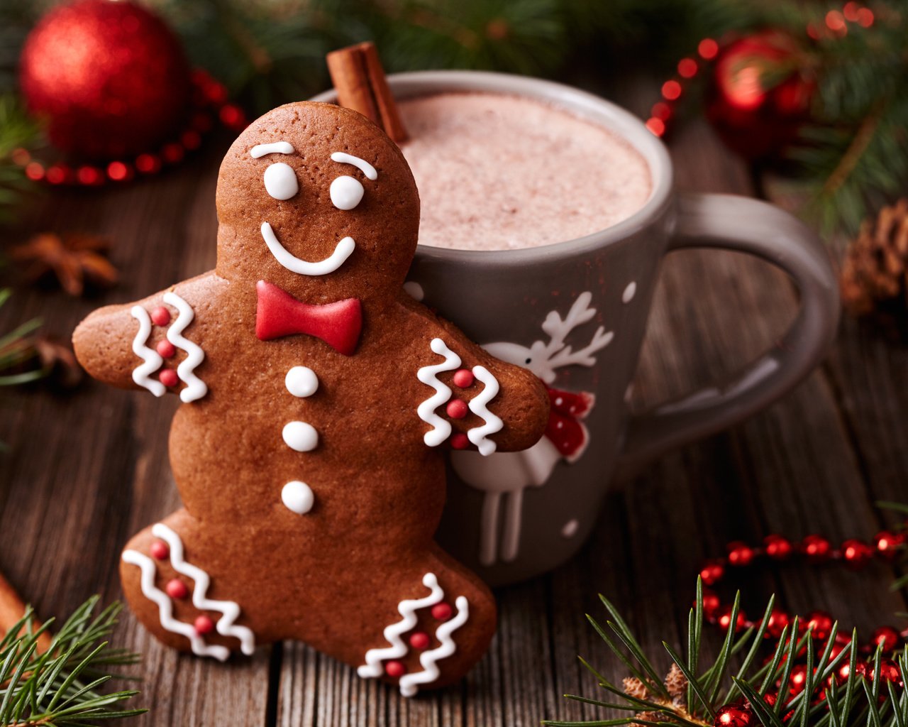 Обои новый год, горячий шоколад, украшения, пряники, корица, пряничный человечек, праздники, чашка, рождество, печенье, какао, new year, hot chocolate, decoration, gingerbread, cinnamon, the gingerbread man, holidays, cup, christmas, cookies, cocoa разрешение 5616x3744 Загрузить