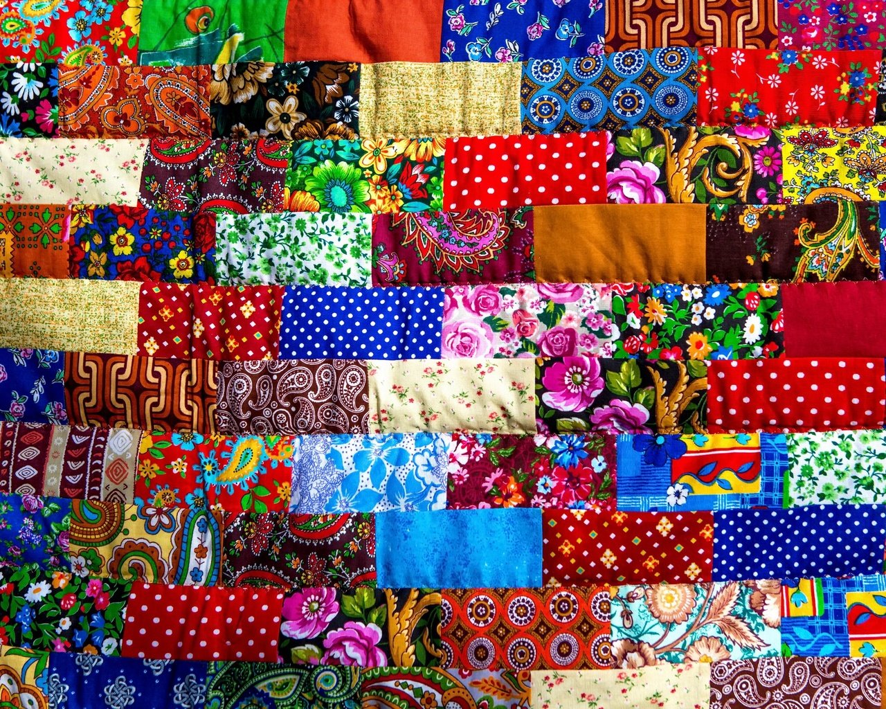 Обои фон, разноцветные, цвет, ткань, одеяло, лоскутное одеяло, пэчворк, лоскутное шитьё, background, colorful, color, fabric, blanket, quilt разрешение 2560x1641 Загрузить