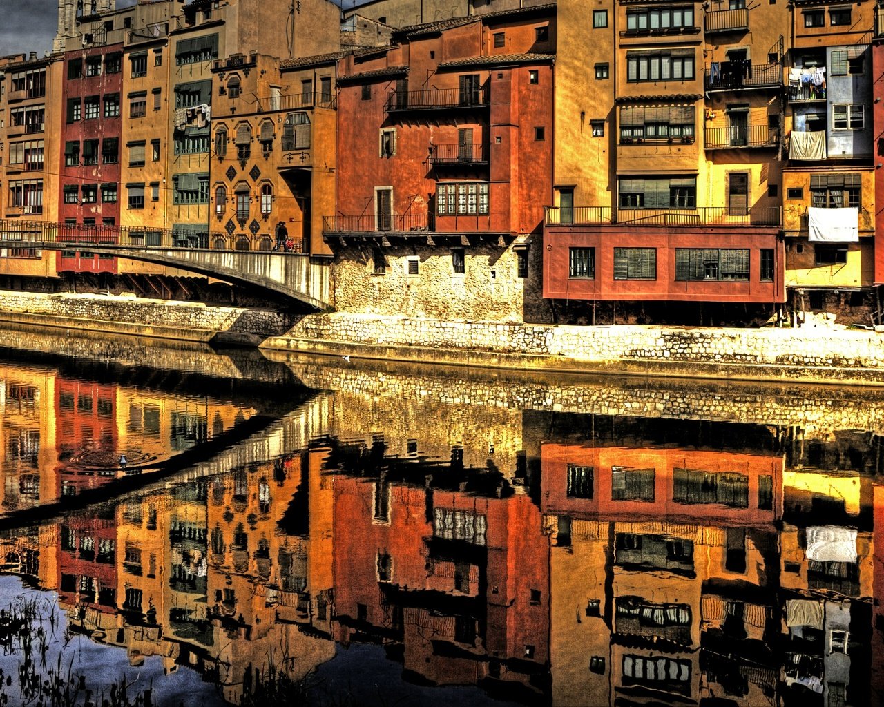 Обои отражение, мост, италия, флоренция, река арно, reflection, bridge, italy, florence, the arno river разрешение 5634x2652 Загрузить