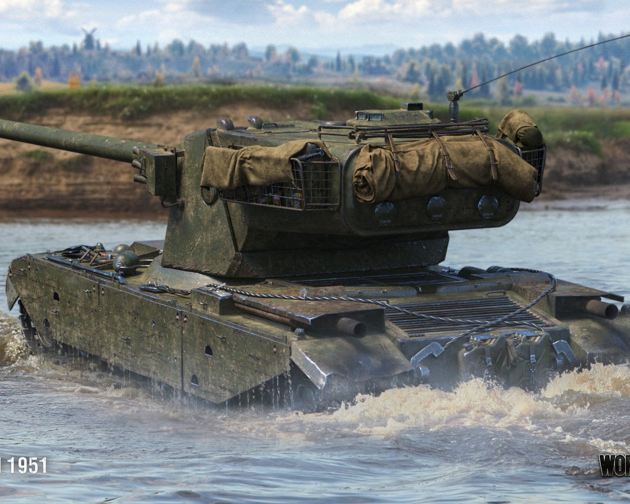 Обои вода, танк, переправа, мир танков, wot, wargaming, emil 1951, water, tank, crossing, world of tanks разрешение 2112x1188 Загрузить