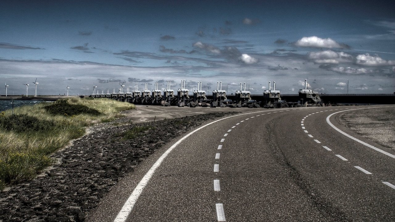 Обои дорога, облака, мост, разметка, road, clouds, bridge, markup разрешение 1920x1200 Загрузить