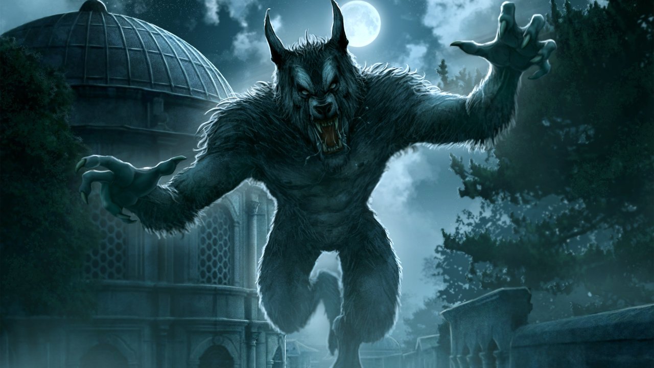 Обои ночь, фентези, город, kerem beyit, оборотень, полнолуние, - kos ule, night, fantasy, the city, werewolf, the full moon, kos ule разрешение 2560x1600 Загрузить