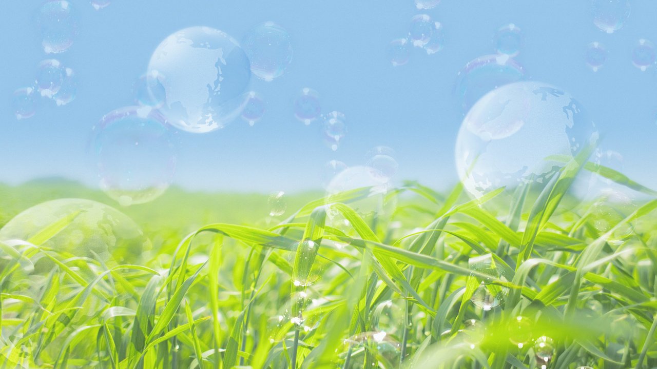 Обои мыльные пузыри, зеленое поле, bubbles, green field разрешение 1920x1200 Загрузить
