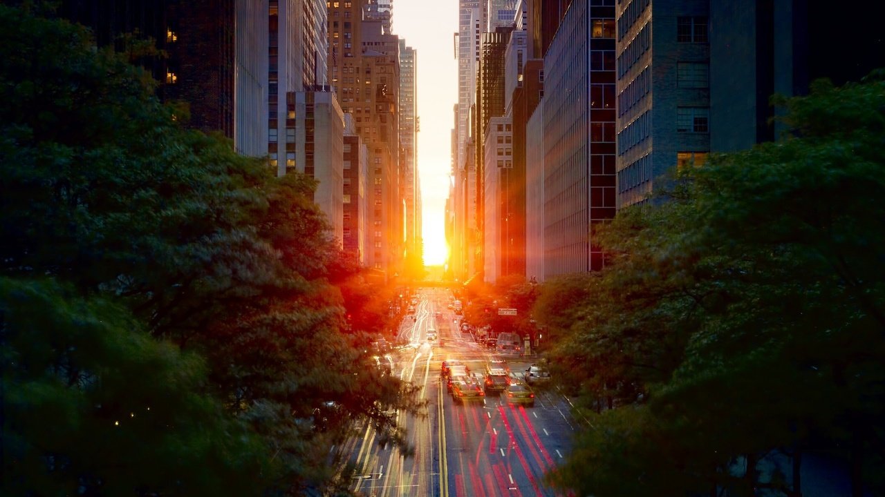 Обои свет, весна, дорога, машины, солнце, выдержка, закат, манхеттен, город, небоскребы, улица, нью-йорк, light, spring, road, machine, the sun, excerpt, sunset, manhattan, the city, skyscrapers, street, new york разрешение 1920x1200 Загрузить