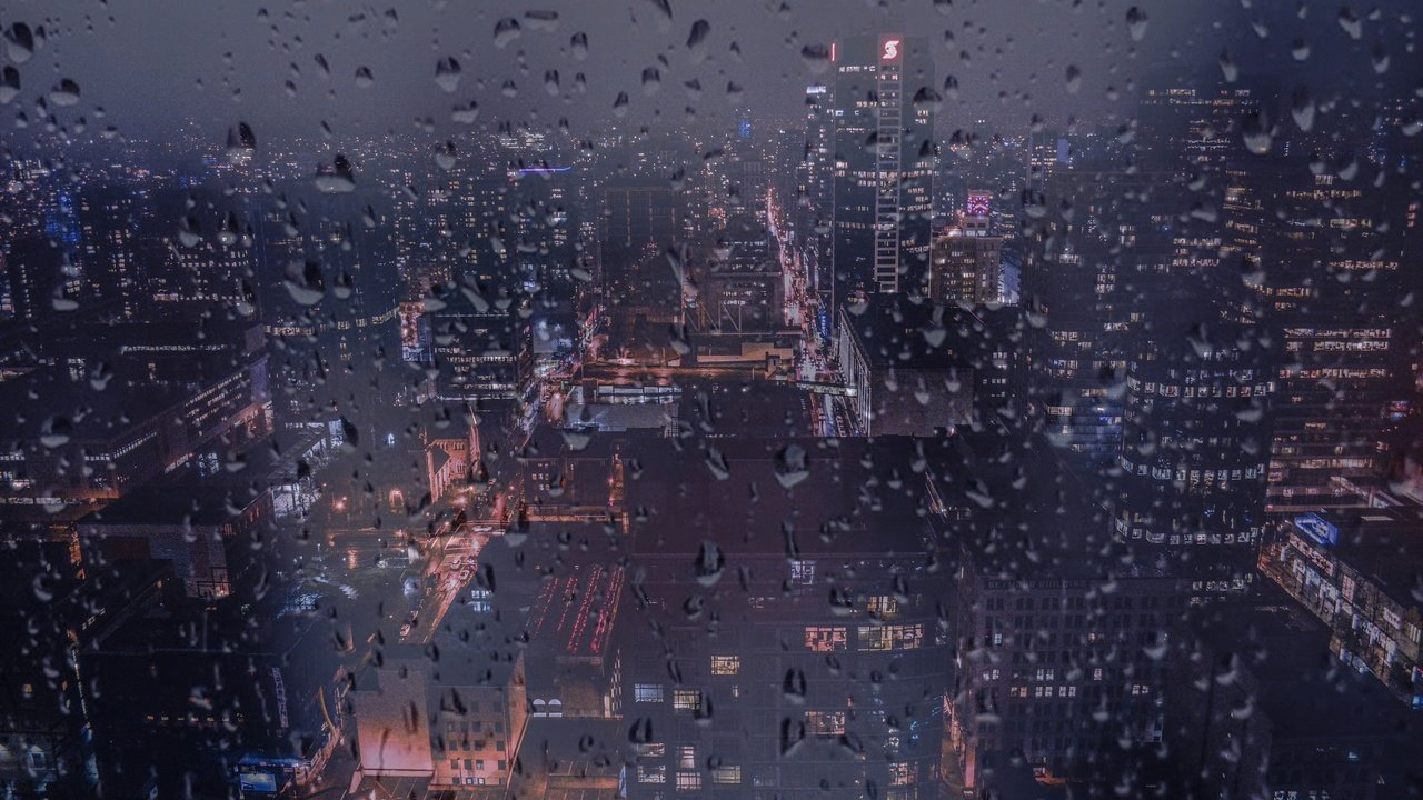 Обои ночь, капли на стекле, город, дождь, ванкувер, окно, здания, канада, капли дождя, night, drops on glass, the city, rain, vancouver, window, building, canada, raindrops разрешение 4000x2660 Загрузить