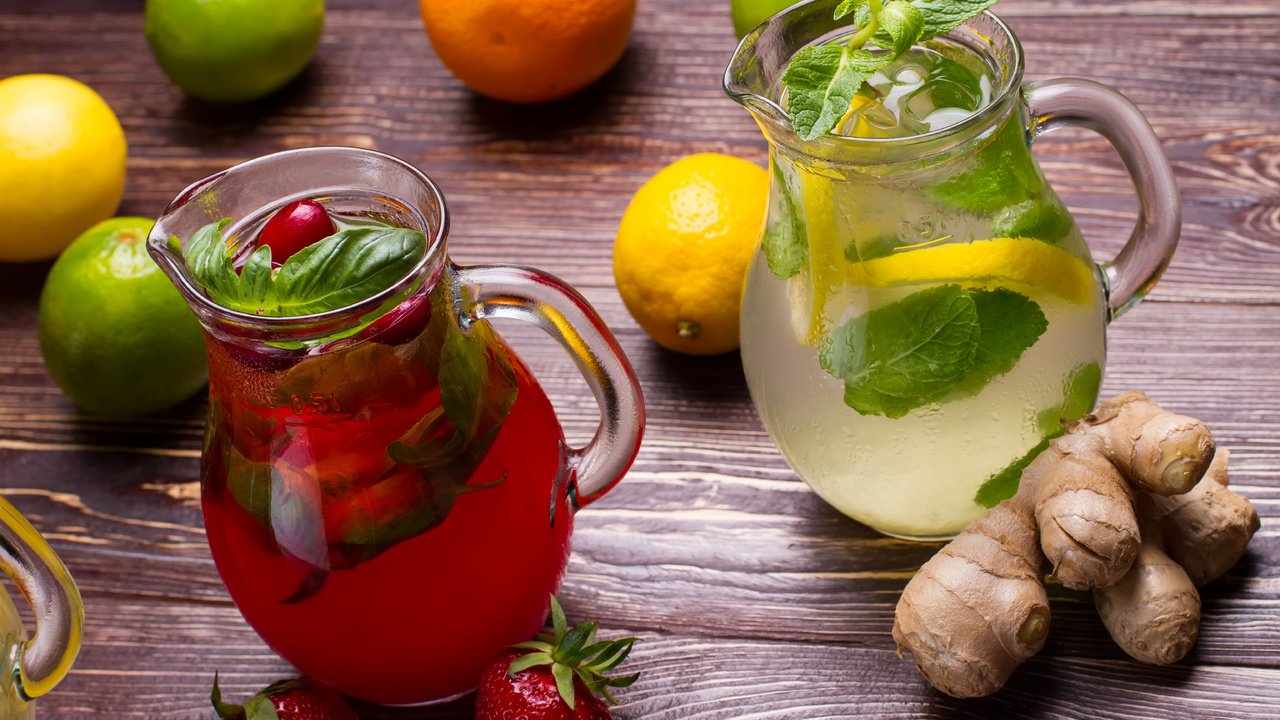 Обои мята, клубника, лимон, лайм, сок, лимонад, имбирь, нипиток, mint, strawberry, lemon, lime, juice, lemonade, ginger, napitok разрешение 6144x4096 Загрузить