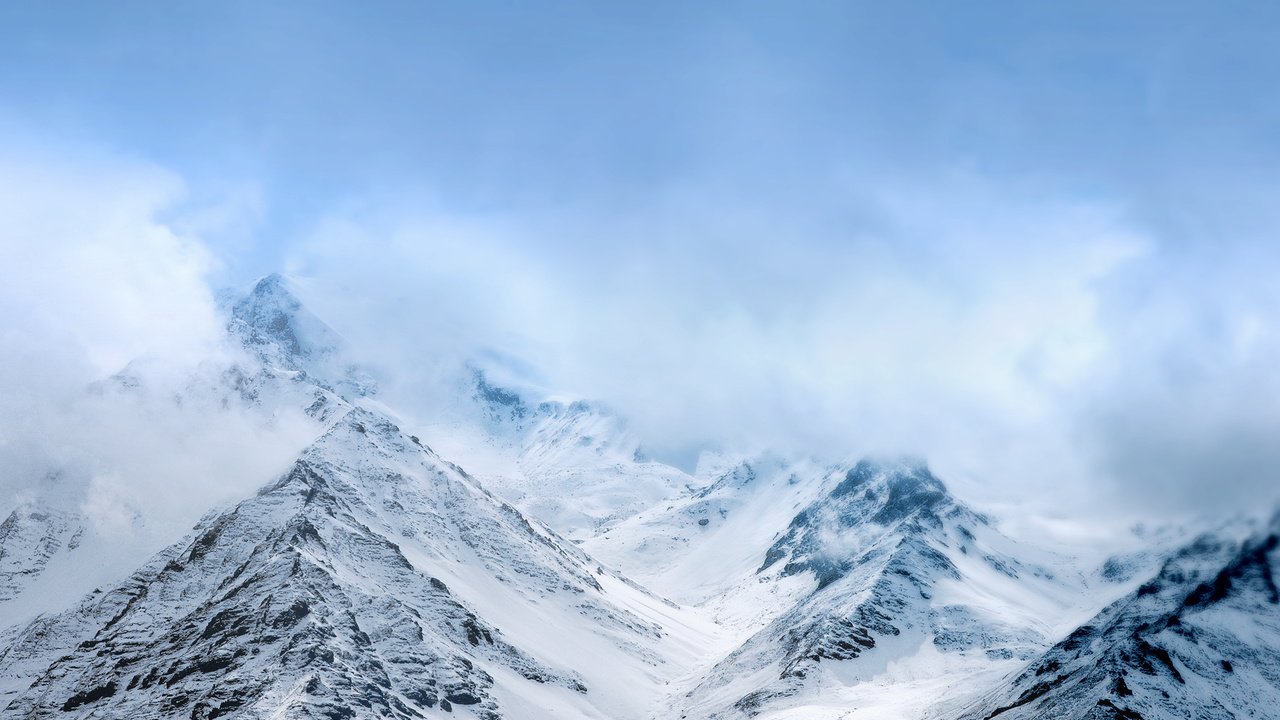 Обои небо, горы, снег, природа, туман, alphaz33, the sky, mountains, snow, nature, fog разрешение 2880x1920 Загрузить