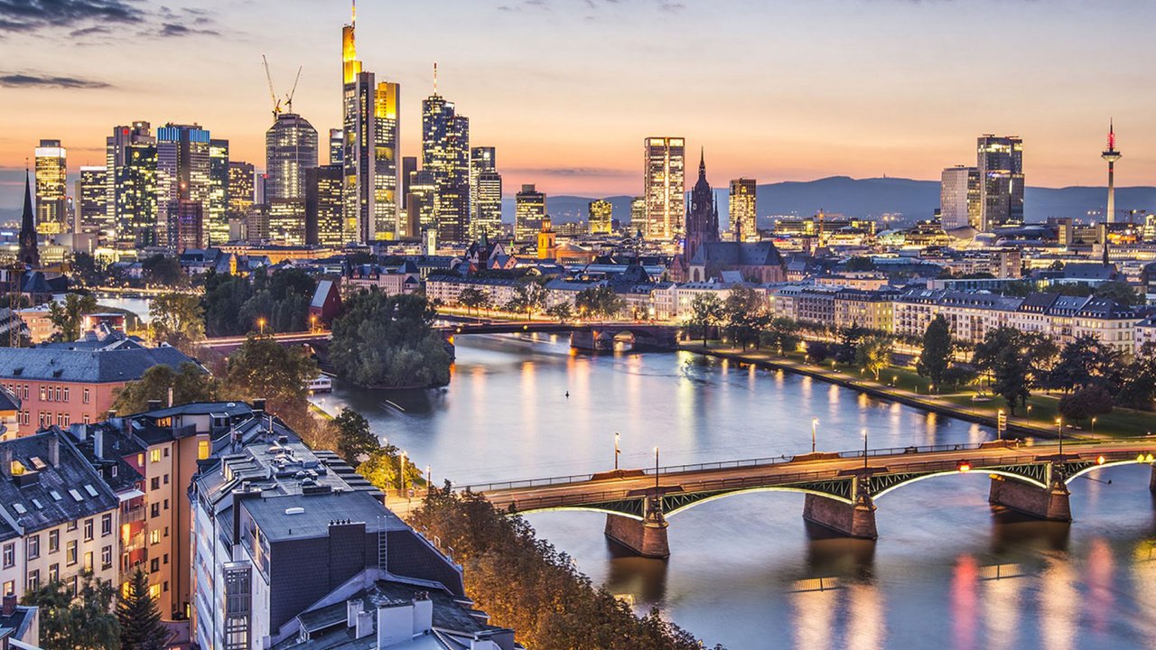 Обои огни, мост, город, германия, франкфурт-на-майне, lights, bridge, the city, germany, frankfurt am main разрешение 1920x1200 Загрузить