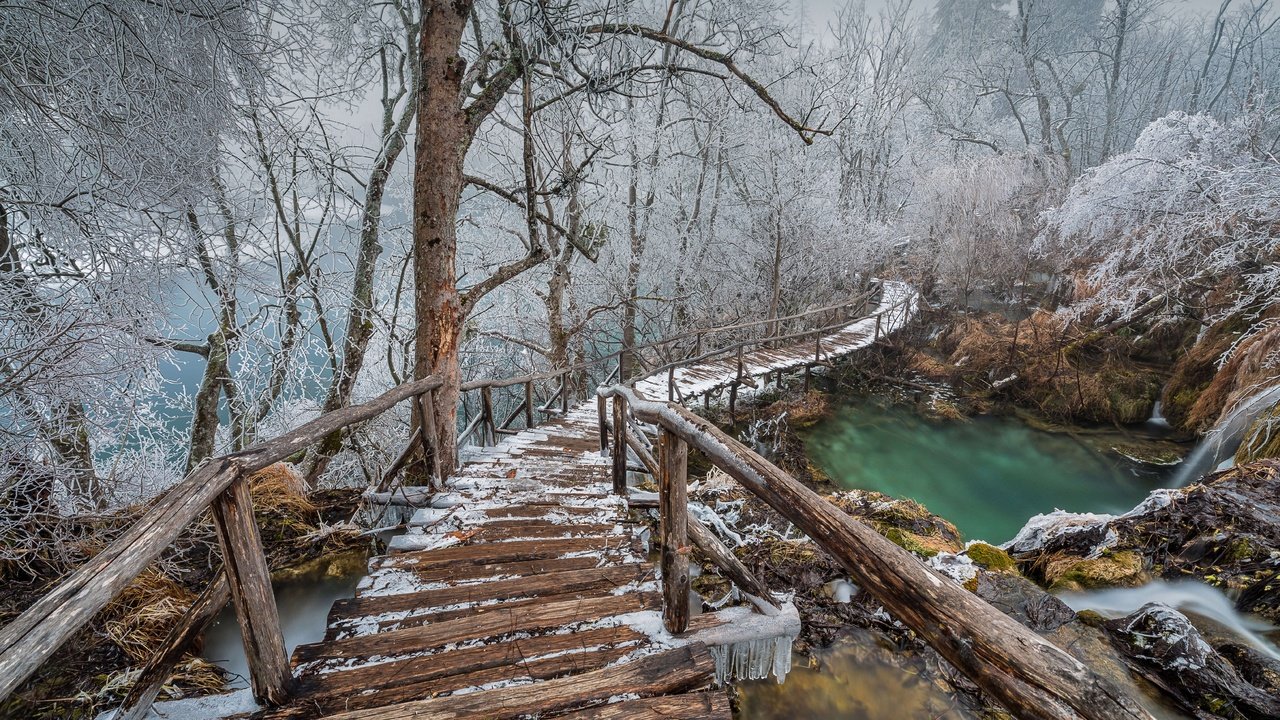 Обои мостик, зима, хорватия, the bridge, winter, croatia разрешение 6699x3768 Загрузить