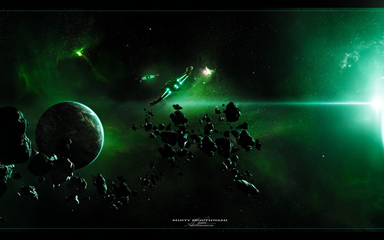 Обои корабли, планеты, туманность, астероиды, ships, planet, nebula, asteroids разрешение 3840x1080 Загрузить