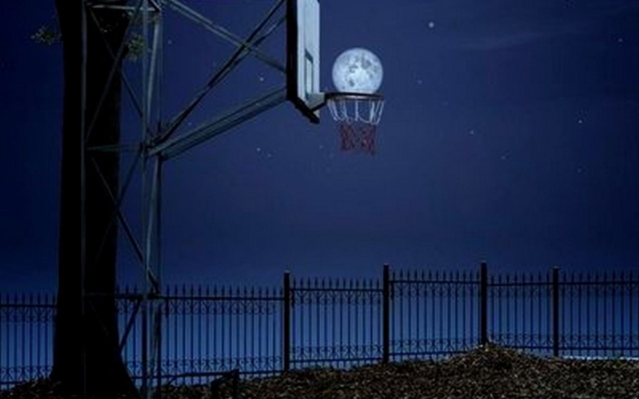 Обои ночь, луна, баскетбол, night, the moon, basketball разрешение 1920x1200 Загрузить