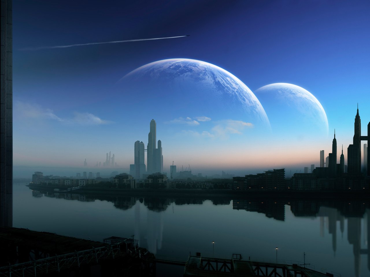 Обои ночь, город, планеты, night, the city, planet разрешение 1920x1200 Загрузить