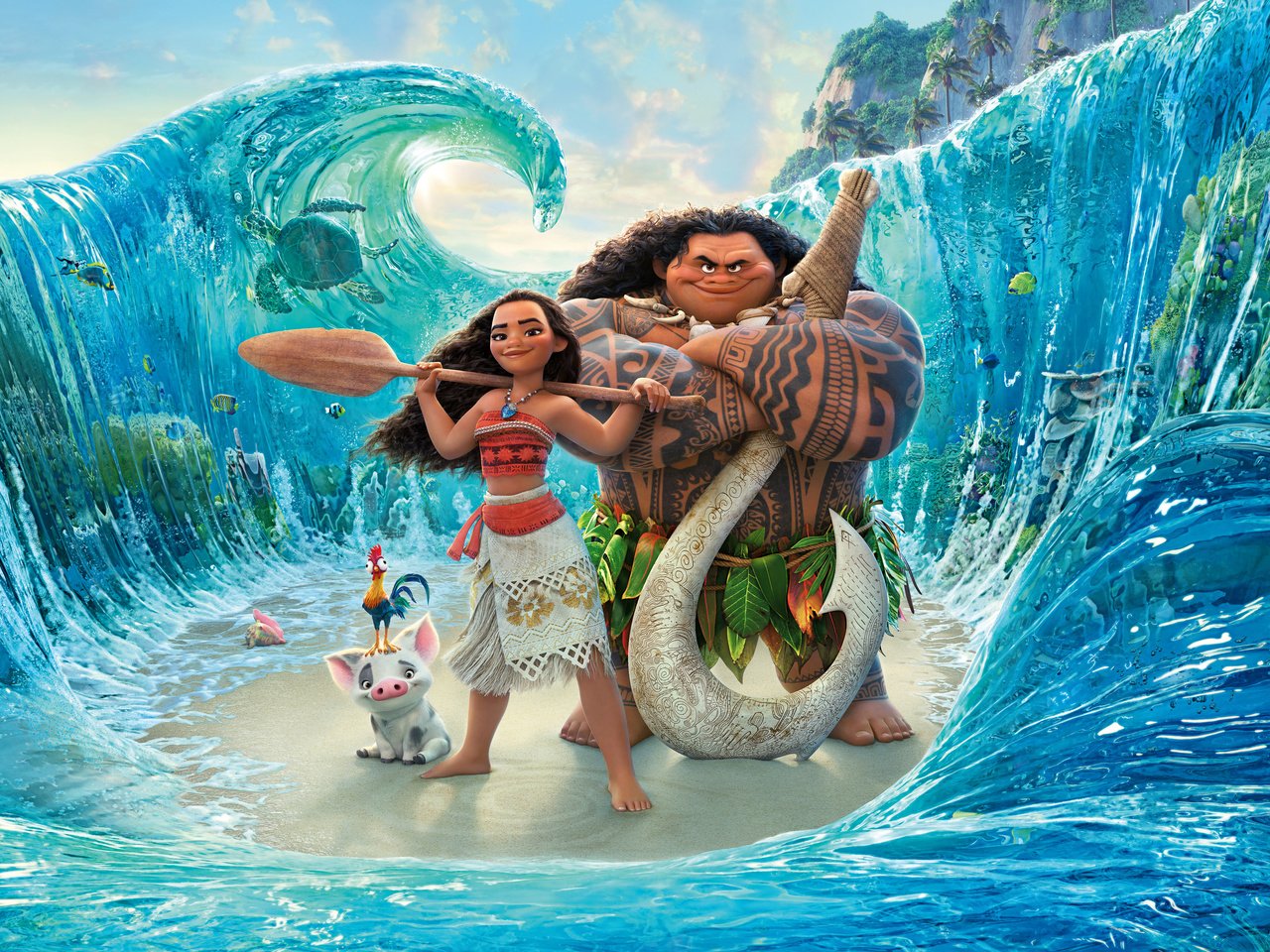 Обои дисней, моана, мауи, пуа, disney, moana, maui, pua разрешение 3840x2400 Загрузить