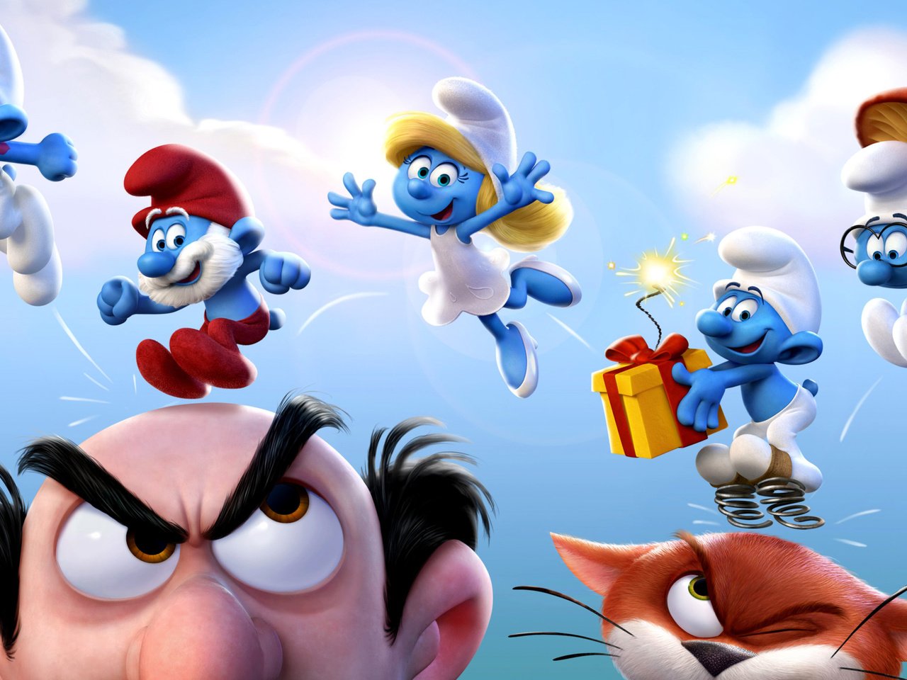 Обои мультфильм, постер, смурфики, smurfs, смурфетта, cartoon, poster, the smurfs, smurfette разрешение 2560x1600 Загрузить