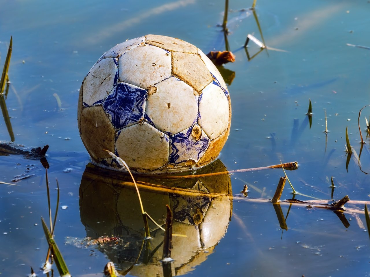 Обои футбол, отражение, мяч, game over, лужа, football, reflection, the ball, puddle разрешение 2560x1708 Загрузить