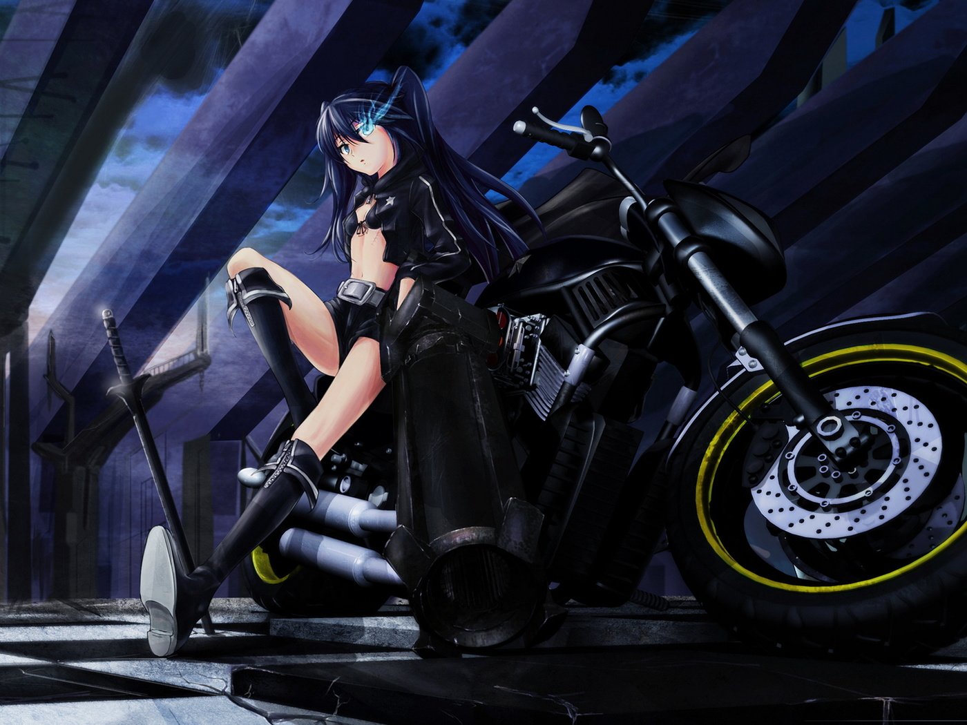 Обои аниме, black rock shooter, kartinka, yepizod, personazh, anime разрешение 1920x1200 Загрузить