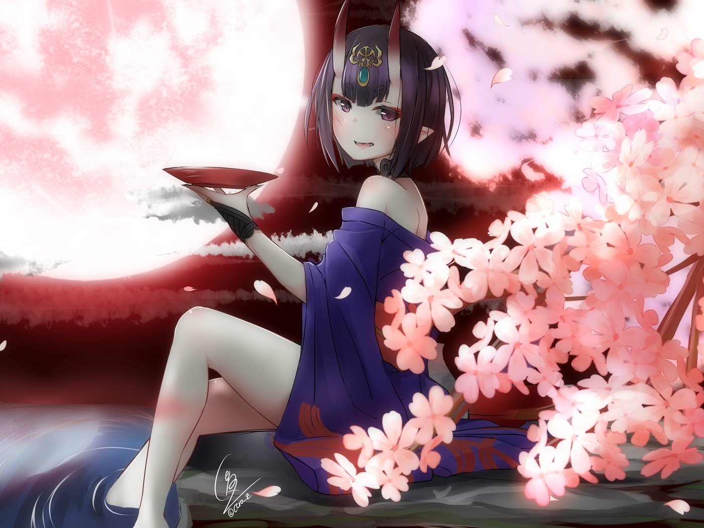 Обои лепестки, короткая стрижка, fate grand order, sakura blossom, shuten douji, petals, short hair разрешение 3371x2344 Загрузить