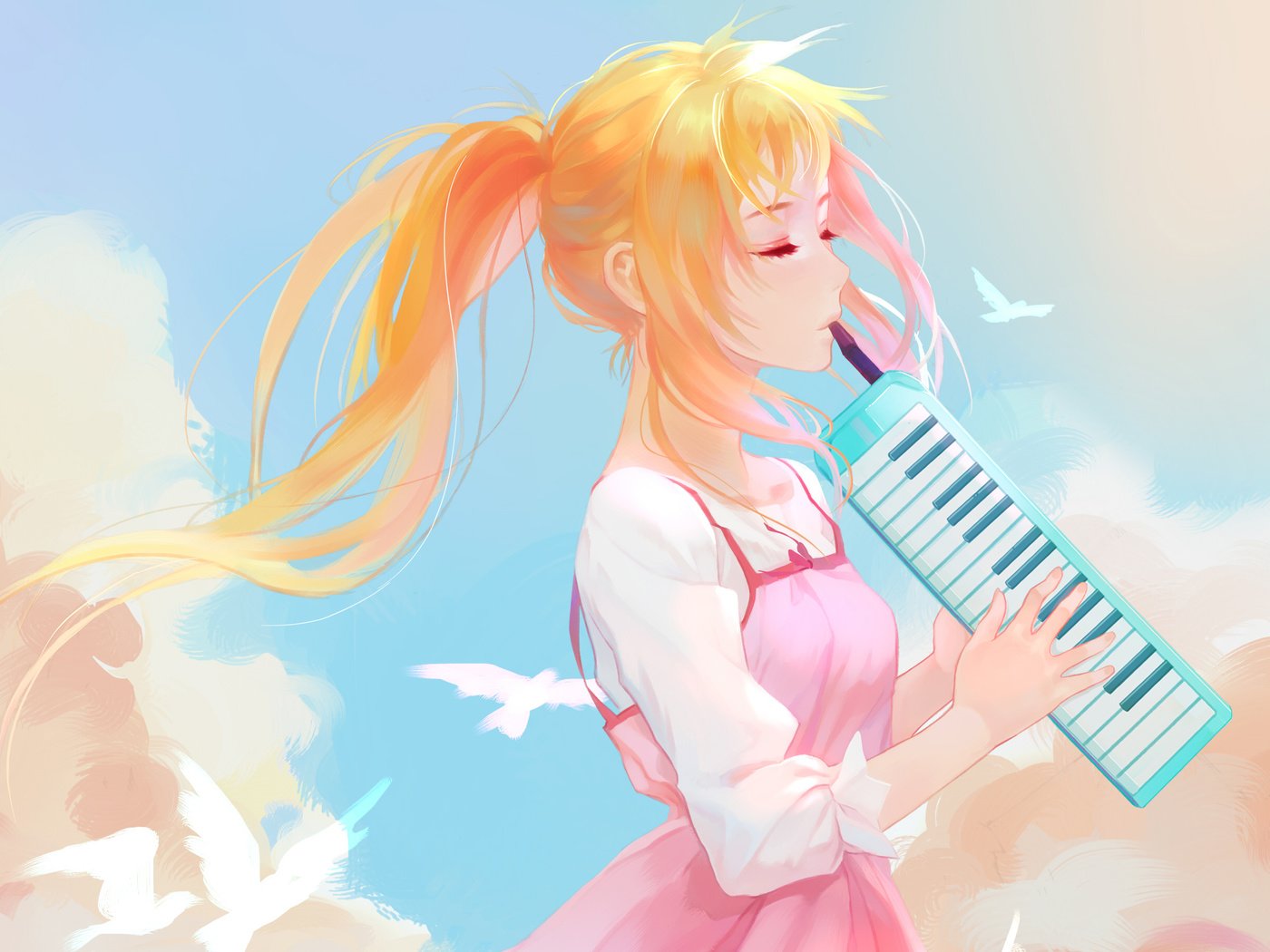 Обои девушка, волосы, лицо, закрытые глаза, kaori miyazono, girl, hair, face, closed eyes разрешение 2913x1821 Загрузить