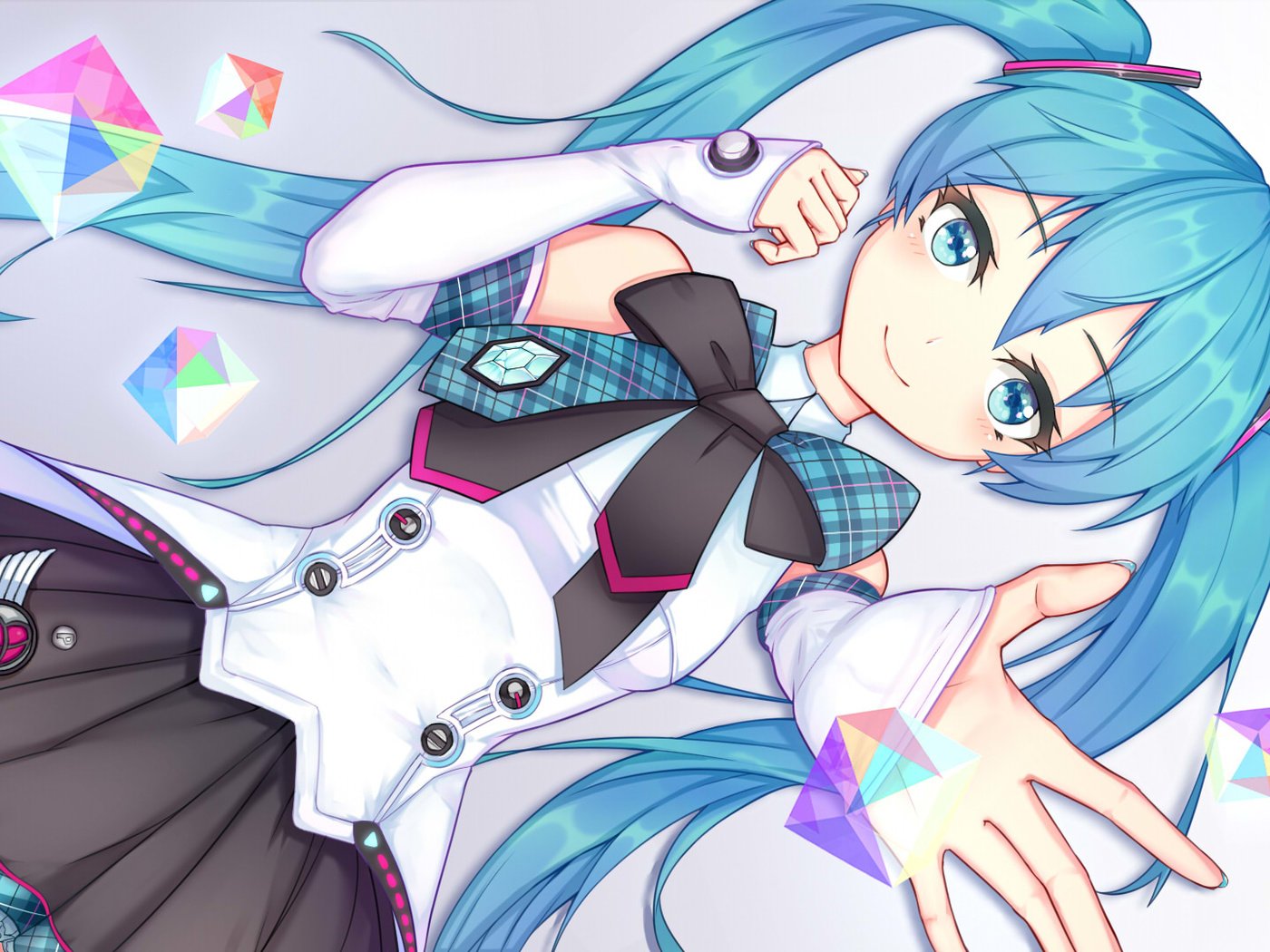 Обои смайл, голубые волосы, мику хацунэ, smile, blue hair, hatsune miku разрешение 1920x1080 Загрузить